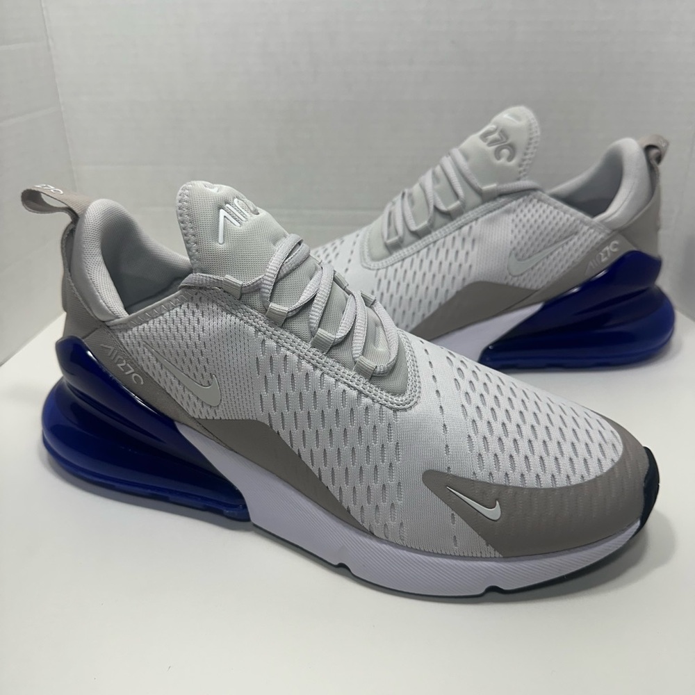 New Nike Air Max 270 Vast Grey Racer Blue AH8050-031 Men’s 12.5 Running Walking